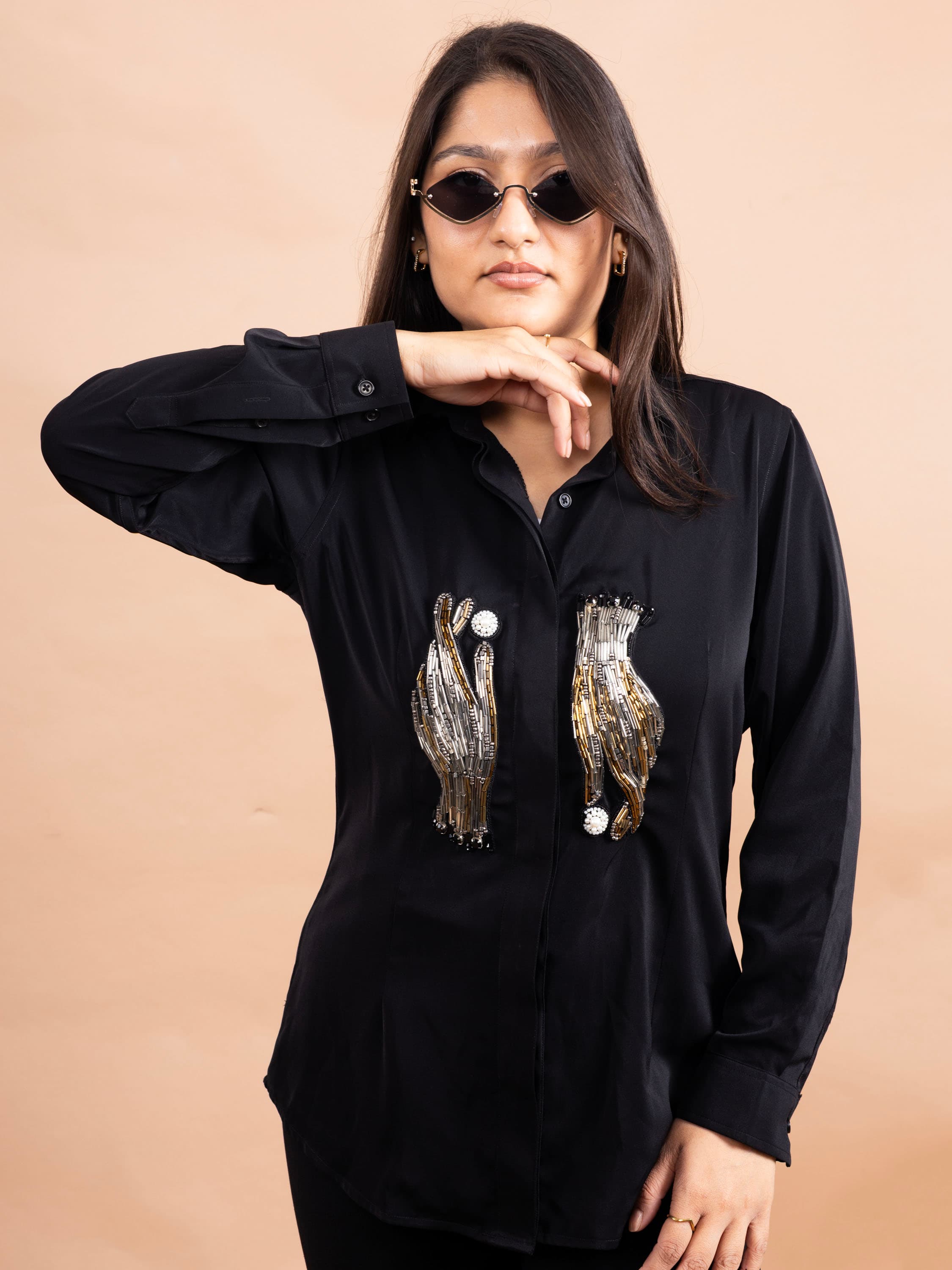 Noir Sculpt Embellished Shirt